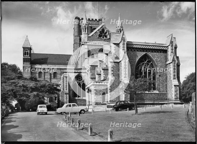 St Albans Cathedral, St Albans, Hertfordshire, July 1958. Creator: Margaret F Harker.