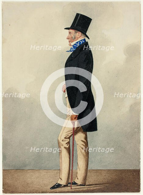 Portrait of Man in Black Coat and Blue and White Cravat, 1835/40. Creator: Richard Dighton.