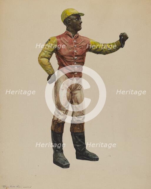 Jockey Hitching Post, c. 1937. Creator: Elizabeth Fairchild.