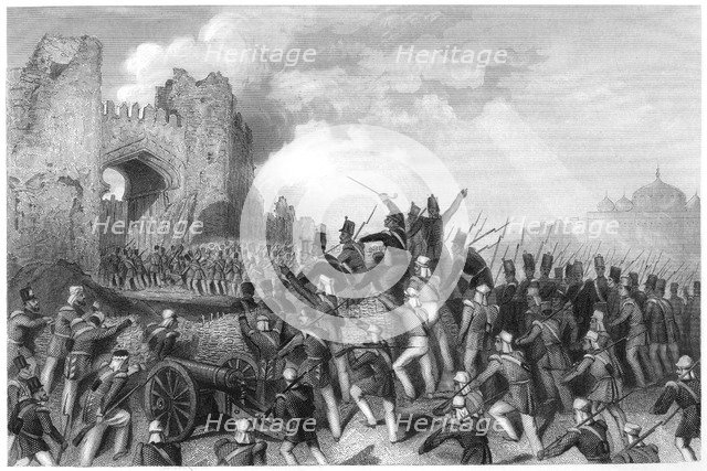 'Capture of the Cashmere Gate, assault of Delhi', 1857, (c1860). Artist: Unknown