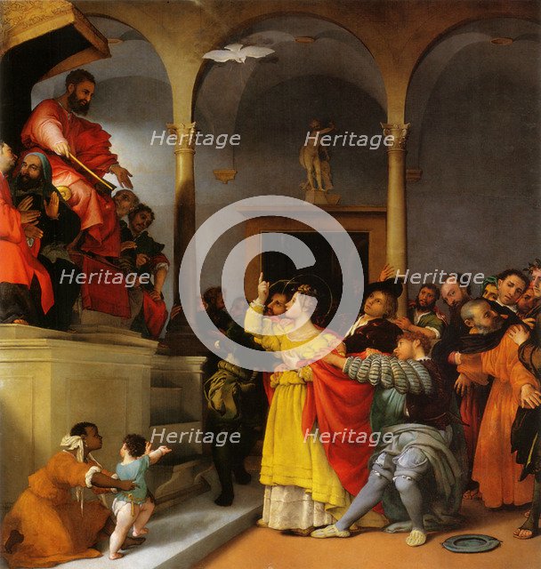 Altar of St. Lucia. Saint Lucia Before The Judge. Artist: Lotto, Lorenzo (1480-1556)