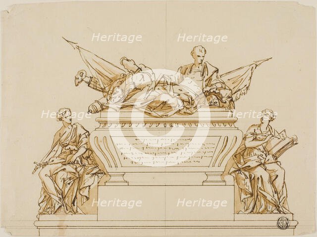 Unexecuted Design for the Monument to the First Duke of Marlborough, c. 1733. Creators: John Michael Rysbrack, Richard Wilson.