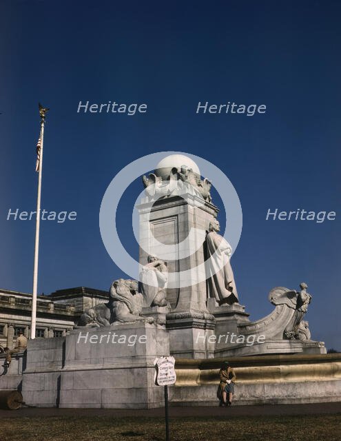 Columbus Fountain and statue in front of Union Station, Washington, D.C., ca. 1943. Creator: Unknown.