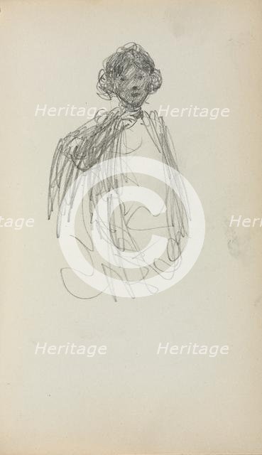 Italian Sketchbook: Woman, waist length (page 217), 1898-1899. Creator: Maurice Prendergast (American, 1858-1924).