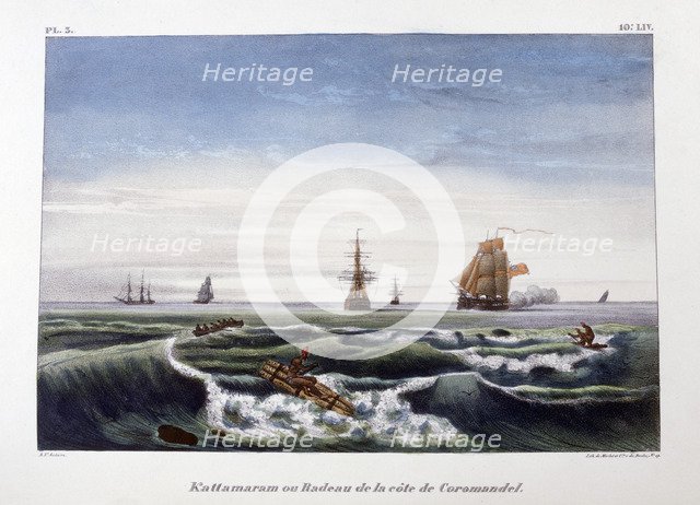 'A Raft off the Coast of Coromandel', India, 1828.  Artist: Marlet et Cie