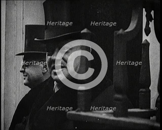 Delegates in Front of 10 Downing Street, 1920s. Creator: British Pathe Ltd.