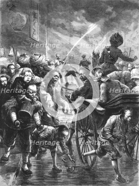 ''The Fire Season at Hong Kong; Officers of the Brigade coming up in Rickshaws', 1891. Creator: Unknown.