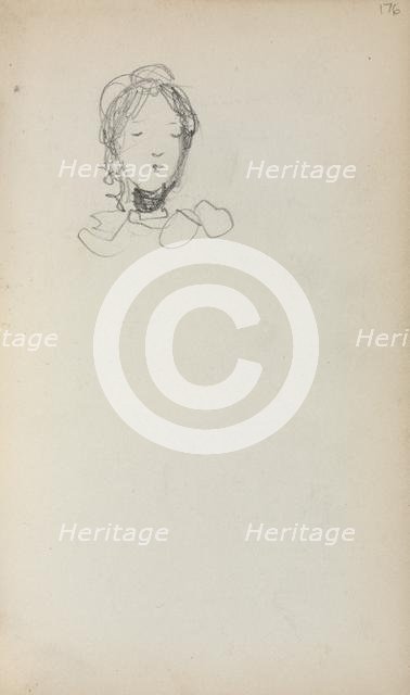 Italian Sketchbook: Head of a Girl (page 176), 1898-1899. Creator: Maurice Prendergast (American, 1858-1924).
