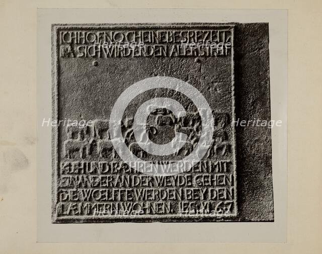 Pa. German Stove Plate, c. 1936. Creator: Charles Von Urban.