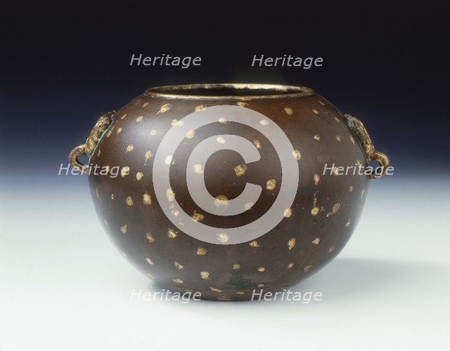 Bronze censer with gold encrustations, Chongzhen period, Ming dynasty, China, 1628-1644. Artist: Unknown