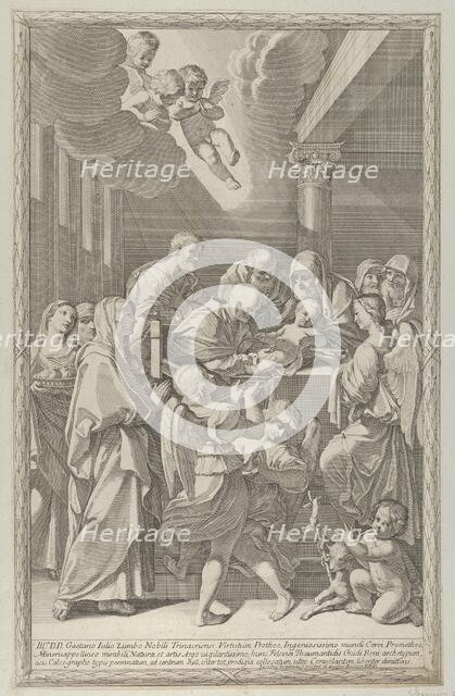 The circumcision of Christ, a group of men, women and angels surrounding him, the you..., 1687-1717. Creator: Giacomo-Maria Giovannini.