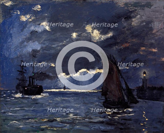 A Seascape. Shipping by Moonlight, c1864. Creator: Monet, Claude (1840-1926).