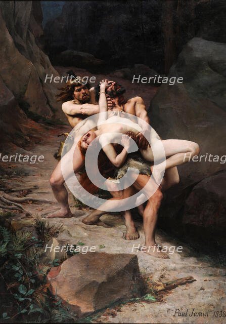 The Rape in the Stone Age, 1888. Creator: Jamin, Paul Joseph (1853-1903).