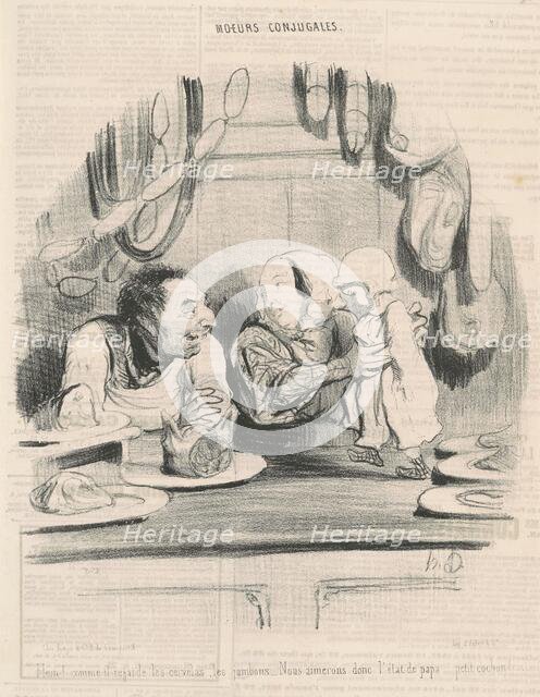 Hein! comme il regarde les cervelas..., 19th century. Creator: Honore Daumier.