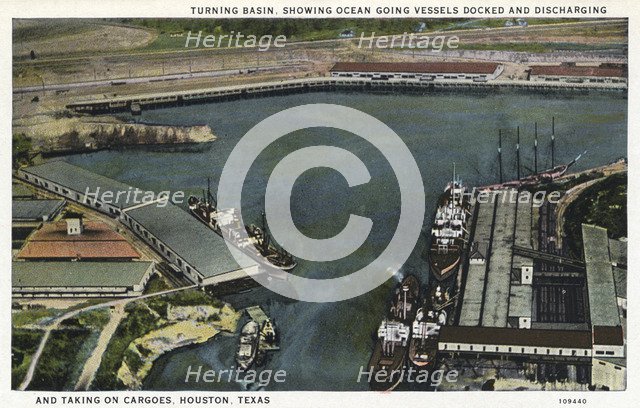 Turning basin, Houston, Texas, USA, 1926. Artist: Unknown