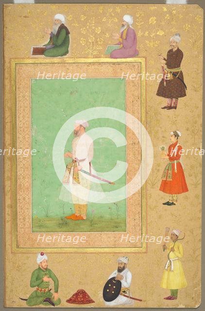 Page from the Late Shah Jahan Album: Portrait of Asaf Khan, c. 1653. Creator: Unknown.