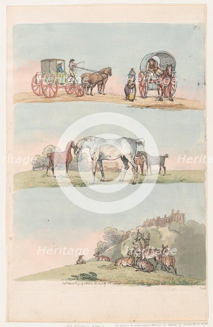 Plate 3, Outlines of Figures, Landscapes and Cattle...for the Use of Learners, Ma..., March 8, 1790. Creator: Thomas Rowlandson.