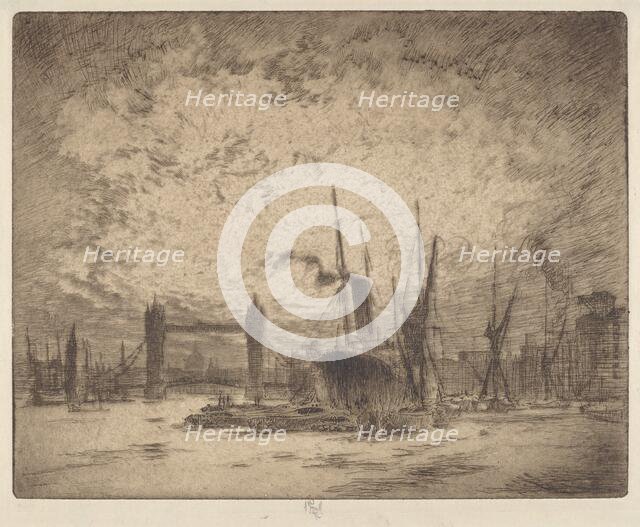 Tower Bridge, Evening, 1905. Creator: Joseph Pennell.
