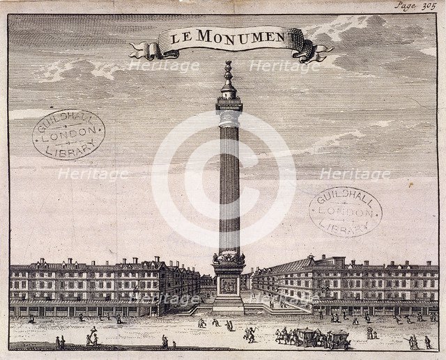 Monument, London, c1698. Artist: Anon