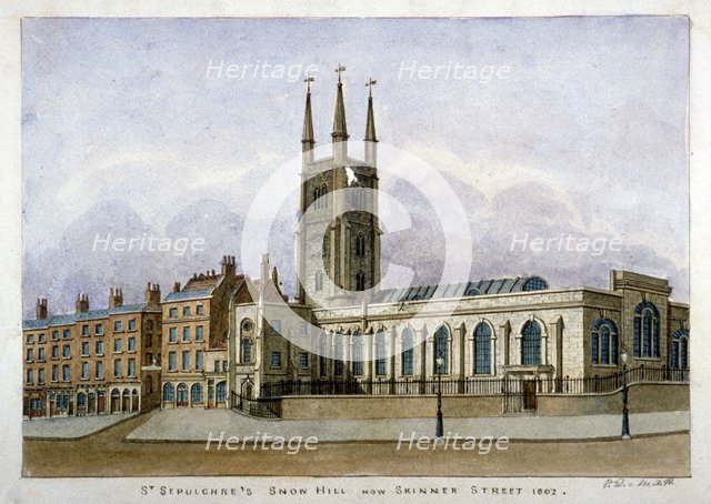 Church of St Sepulchre, Snow Hill, City of London, 1802. Artist: Valentine Davis
