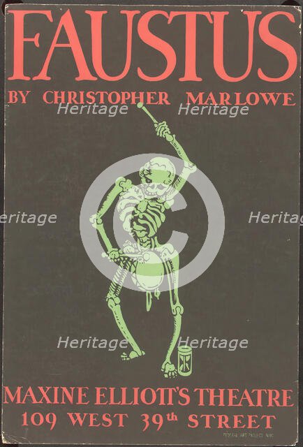 Poster from New York production of Dr. Faustus (Maxine Elliot Theater (skeleton poster)), [1937] . Creator: Unknown.