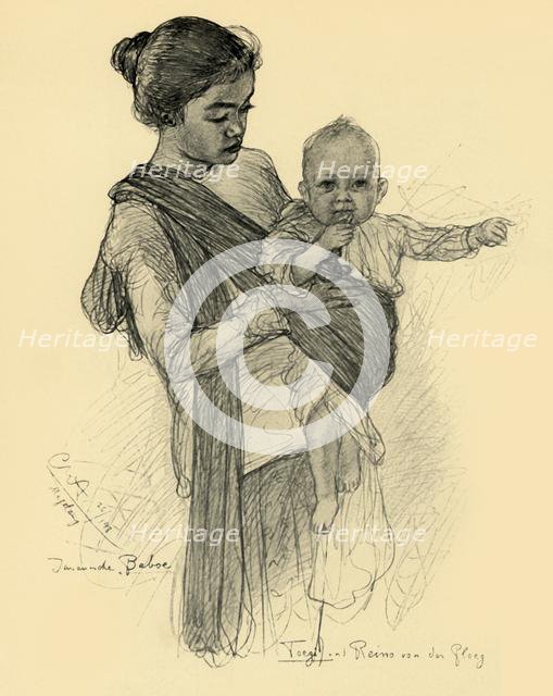 Javanese nanny with European baby, Magalang, 1898. Creator: Christian Wilhelm Allers.