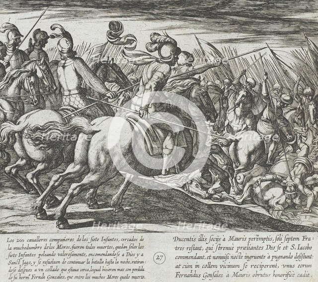 All of the Horsemen Accompanying the Infantes are Slain, as Well as the Infante Fernan Gonzalez,1612 Creator: Antonio Tempesta.