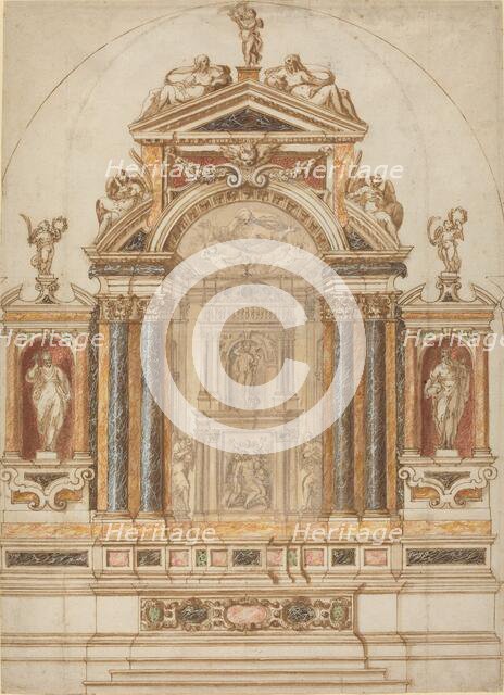 An Elaborate Altar of Colored Marble Ornamented with Sculptures, 1600s. Creator: Unknown.