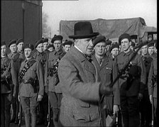 A British Man Inspecting and Speaking to Lines of Irish Auxiliary Soldiers, 1921. Creator: British Pathe Ltd.