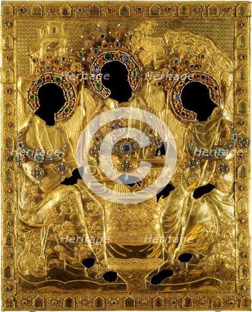Oklad Cover for the Holy Trinity icon by Andrei Rublev, 1600-1625. Artist: Ancient Russian Art  