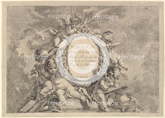 Frontispiece, from Nouveau Livre d'Academies Peintes a Rome par les Eleves de l'Académie R..., 1759. Creator: Unknown.