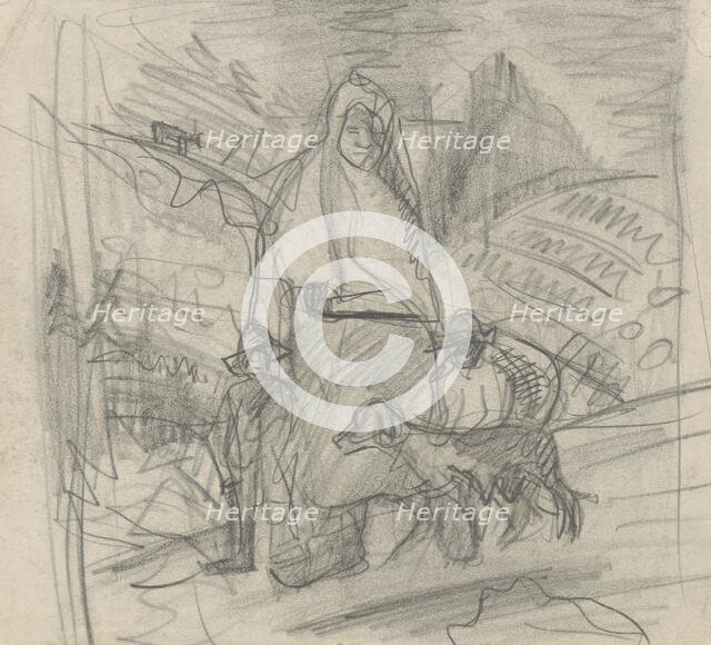 Mother with children and a dog, 1940-1944. Creator: Arnold Peter Weisz-Kubincan.