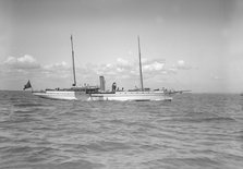 The steam yacht 'Fleur-D-Lys' under way, 1911. Creator: Kirk & Sons of Cowes.