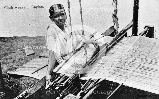 Cloth weaver in Ceylon (Sri Lanka). Creator: Unknown.