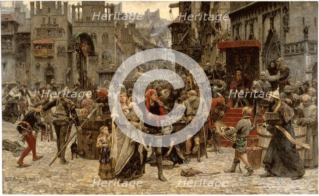 Valdemar Atterdag Holding Visby to Ransom, 1361, 1882. Artist: Hellqvist, Carl Gustaf (1851-1890)