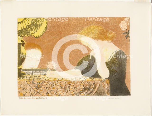 Our Souls, in Languorous Gestures, plate nine from Love, 1898, published 1899. Creator: Maurice Denis.