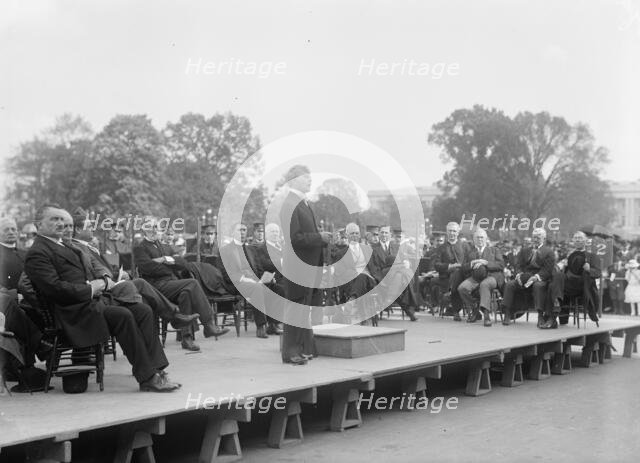 Bible Society Open Air Meeting, East Front of The Capitol - Vice President Marshall Speaking, 1917. Creator: Harris & Ewing.