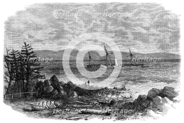 The wreck of The Bohemian, Montreal Ocean Company's steam-packet, off the coast of Maine, 1864. Creator: Unknown.