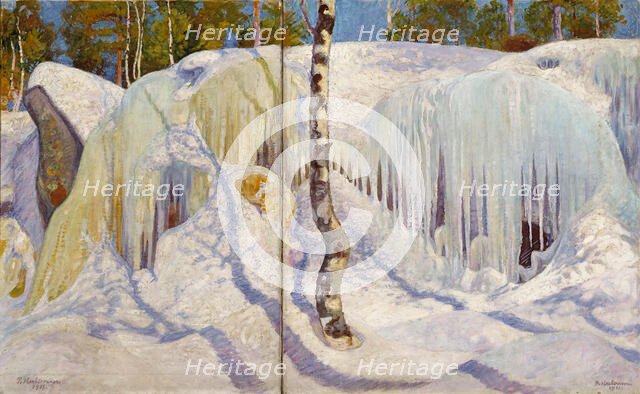 Rock Covered in Ice and Snow, 1911. Creator: Halonen, Pekka (1865-1933).