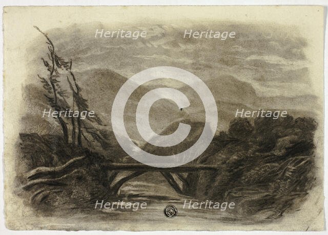 Mountain Stream with Small Bridge I, c. 1855. Creator: Elizabeth Murray.