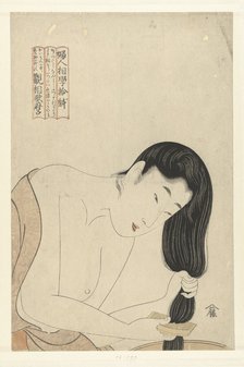 Combing the Hair, from the series Ten Types in the Physiognomic Study of Women, ca 1802. Artist: Utamaro, Kitagawa (1753-1806)