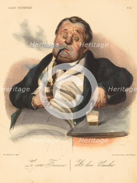 Le vrai Fumeur, 1836. Creator: Honore Daumier.