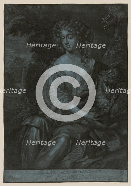 Portrait of Nell Gwyn as a Shepherdess Garlanding a Lamb, c. 1678. Creator: Herman Hendrik de Quiter the Elder.