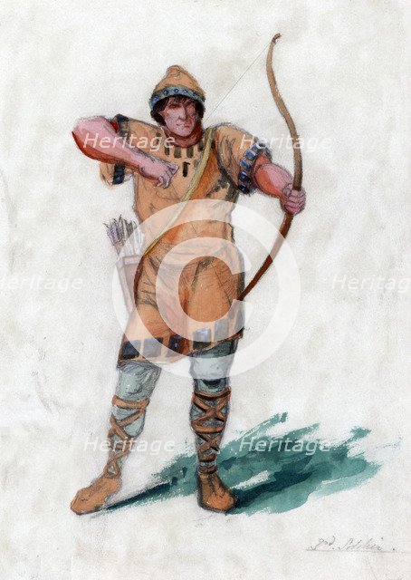 Medieval man with a bow. Artist: Unknown