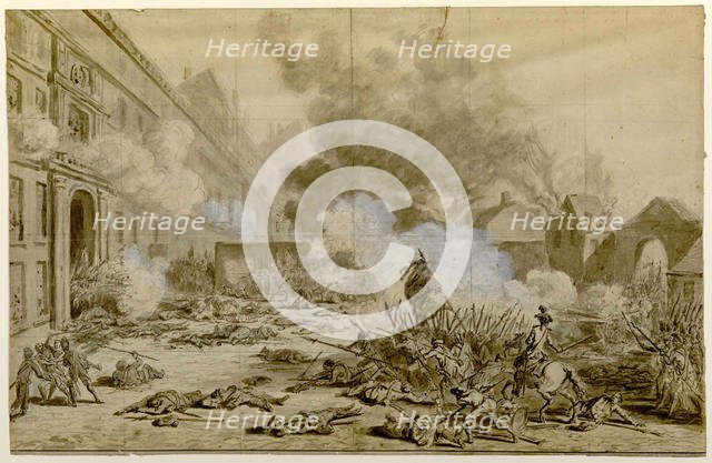 The Capture of the Tuileries Palace (La prise des Tuileries), c. 1793. Creator: Duplessis-Bertaux, Jean (1747-1820).