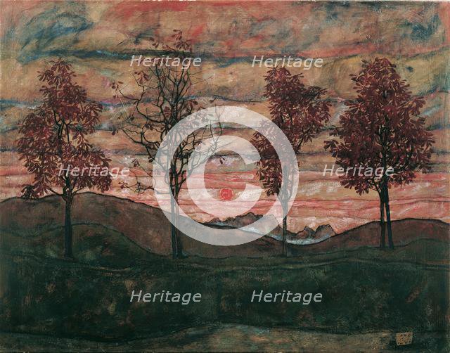 Four Trees, 1917. Creator: Schiele, Egon (1890-1918).