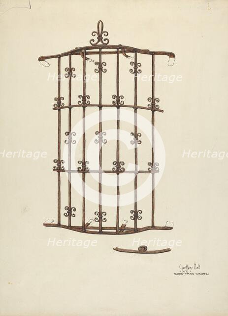 Iron Window Grille, 1936. Creators: Geoffrey Holt, Harry Mann Waddell.