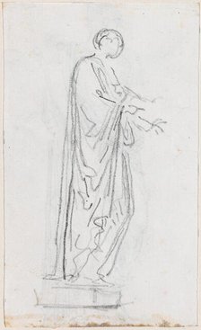 Statue of a Roman Woman (Female Deity?) Seen from the Side [verso], probably c. 1754/1765. Creator: Hubert Robert.