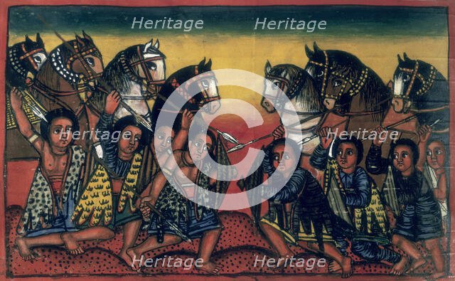 Cavalry going into battle, with spears and shields, c1721-c1730. Creator: Unknown.