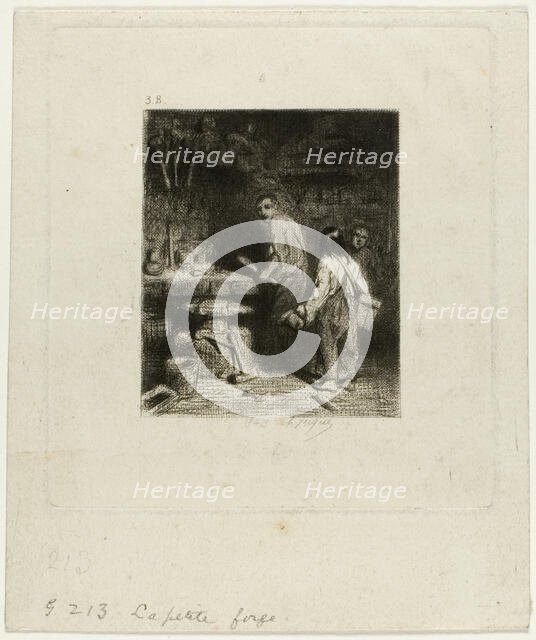 The Small Forge, 1843. Creator: Charles Emile Jacque.